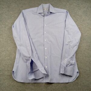 Turnbull & Asser Dress Shirt Mens XL Blue Pinstripe French Cuff Long Sleeve